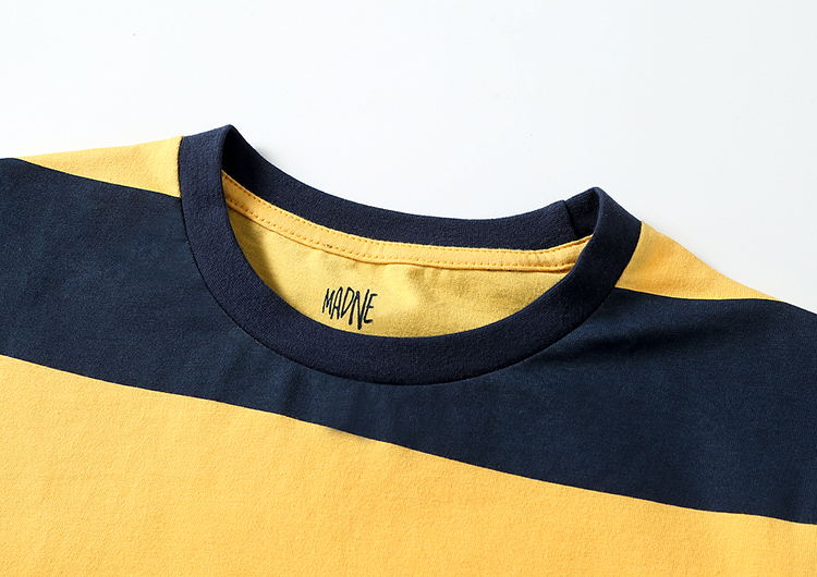 Summer Short-sleeved Male Black And Yellow Striped Couple Loose Round Neck Half-sleeved T-shirt