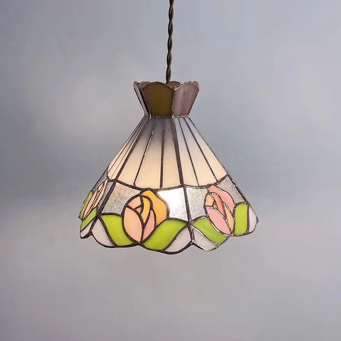 Tea Chestnut French Retro Rose Stained Glass