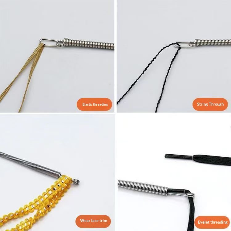 Flexible Spring Wire Threading Tool - Heavy Duty Elastic Cord & Drawstring Threader For Pants, Skirts, Hoodies & Shoe Laces 3