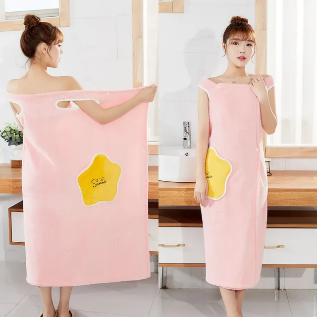 Quick dry sling robed bathrobe Pink - Shop at LoveMi