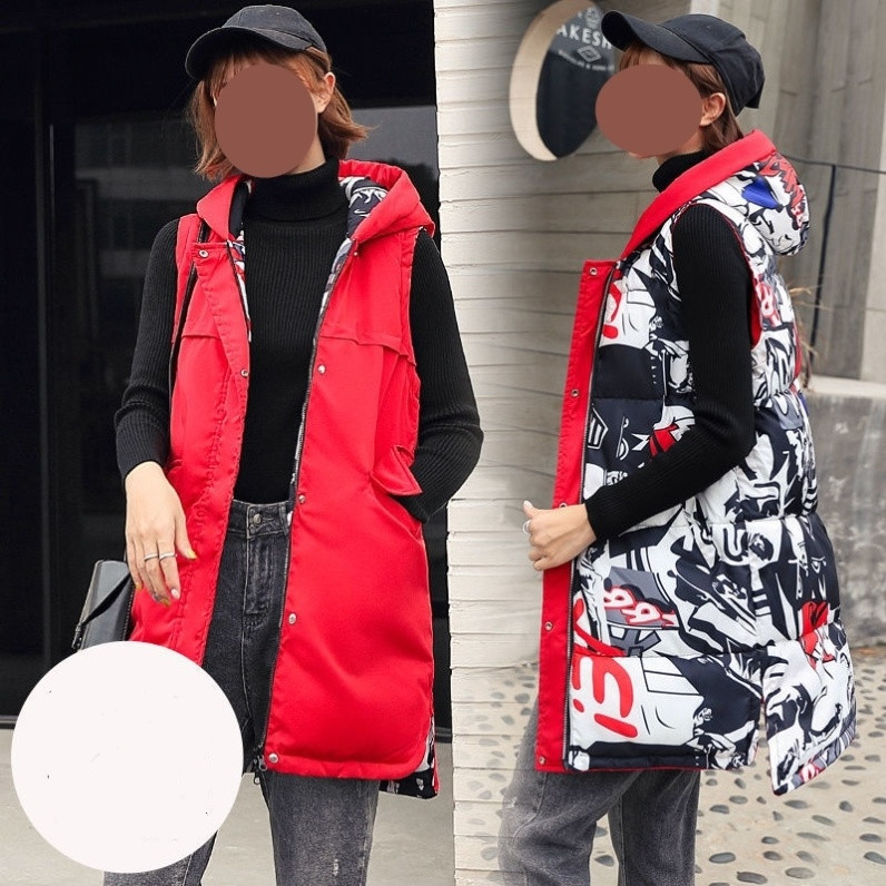 Two-sided Trendy Red Middle-aged Positive And Negative Autumn And Winter Vest