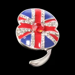 British Flag Korean Poppy Flower Brooch - View 1
