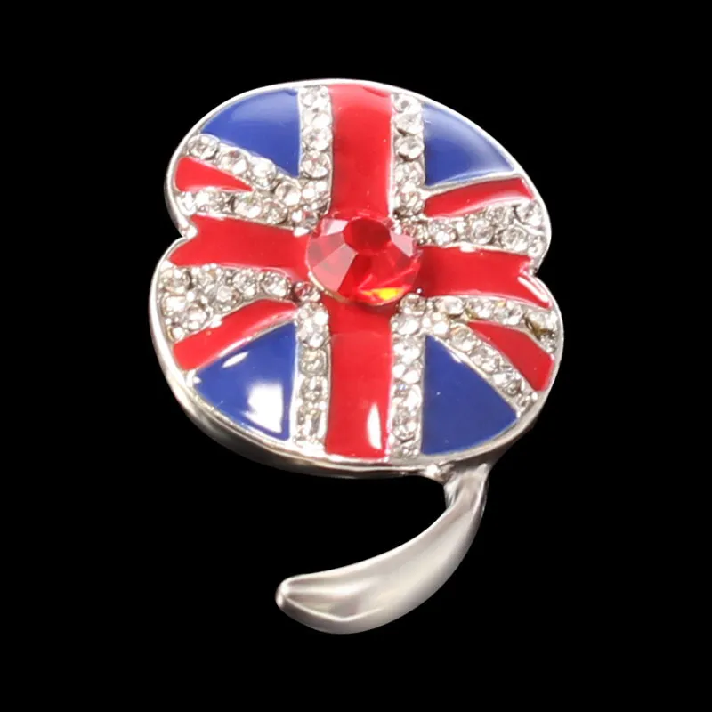 British Flag Korean Poppy Flower Brooch
