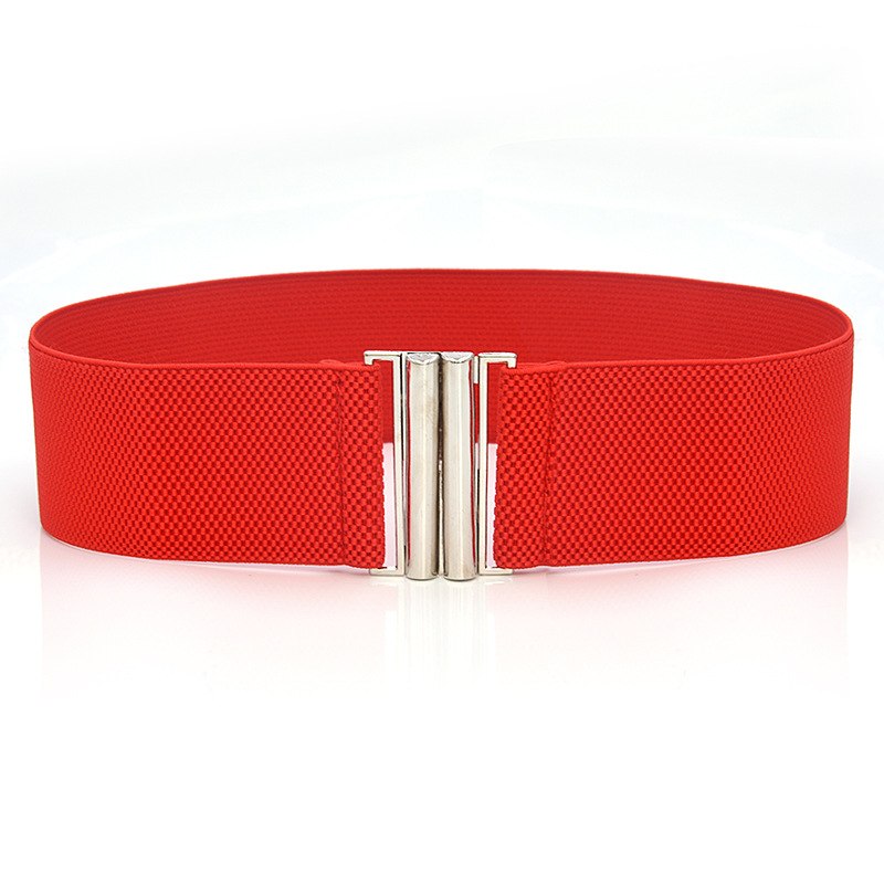 Title 3, Elastic Elastic Silver Buckle Wide Belt Decorat...