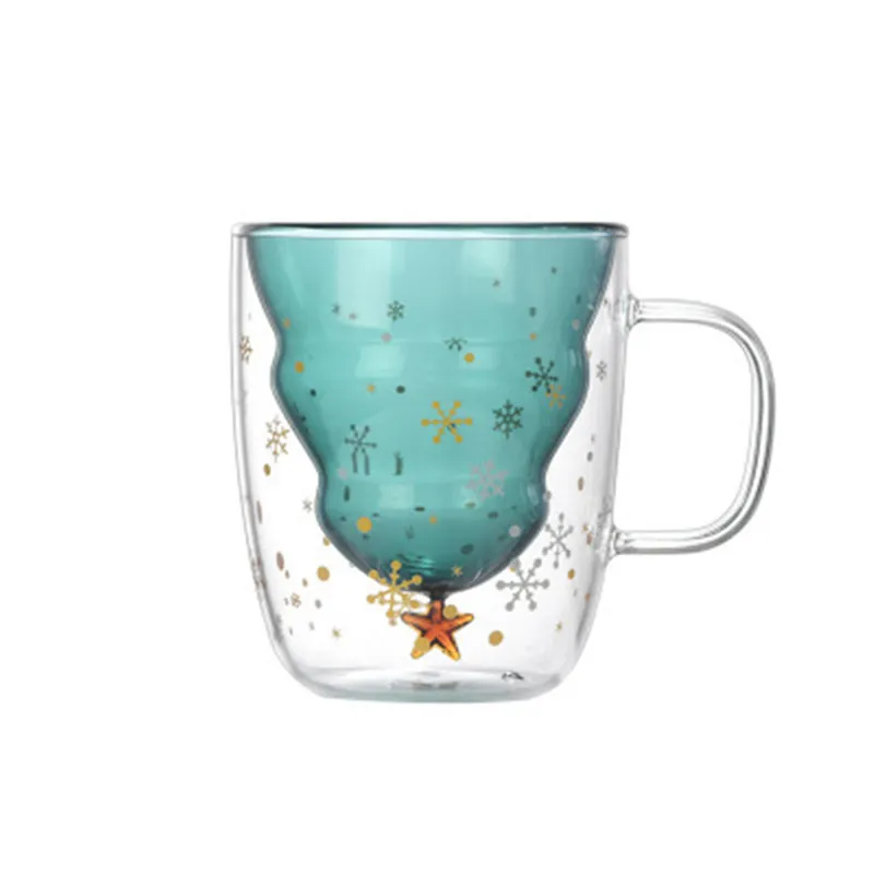 Double Heat Resistant Glass Coffee Cup Christmas Tree With Handle And Lid Milk Water Cup Cute Household Breakfast Whiskey Mug – image 7