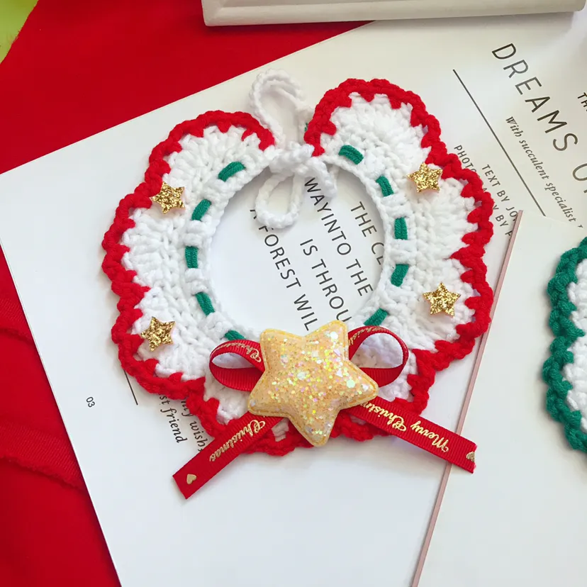 Wool Pet Collar Hand Woven Christmas