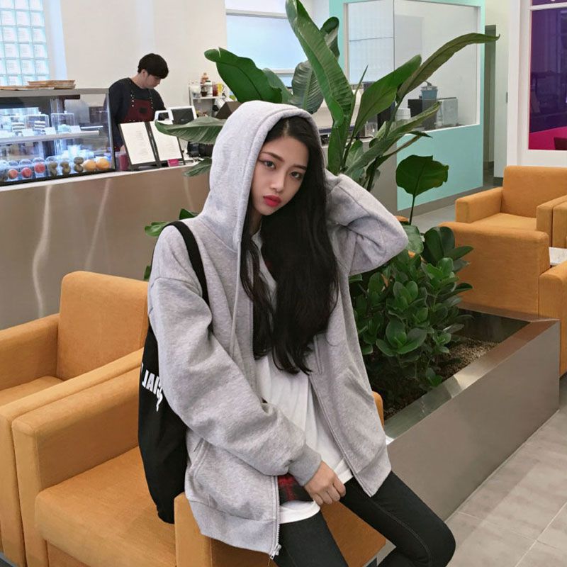 Early Autumn Solid Color Cardigan Jacket Women's Hooded Sweater