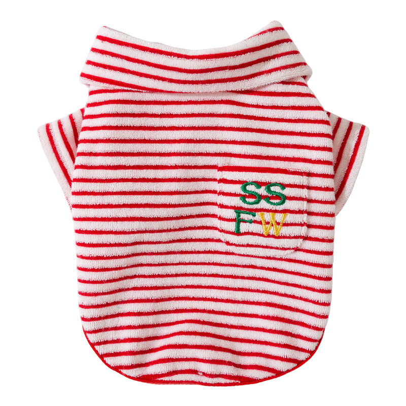 Autumn And Winter New Two legged Warm Fleece Clothing For Pets, Small And Medium sized Dogs, Dogs, Cats, Bichon Frises And Puppies, Striped Clothes... Red - Shop at LoveMi