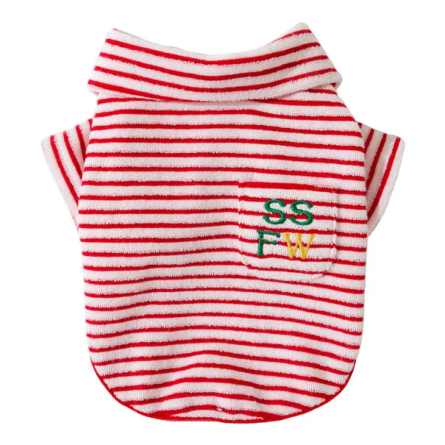 Autumn And Winter New Two legged Warm Fleece Clothing For Pets, Small And Medium sized Dogs, Dogs, Cats, Bichon Frises And Puppies, Striped Clothes... Red - Shop at LoveMi