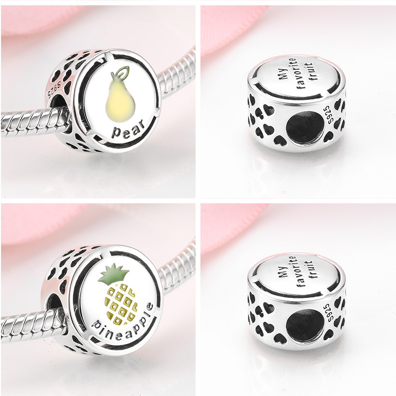 Title 3, S925 Sterling Silver Beads Round Hollow Fruit S...