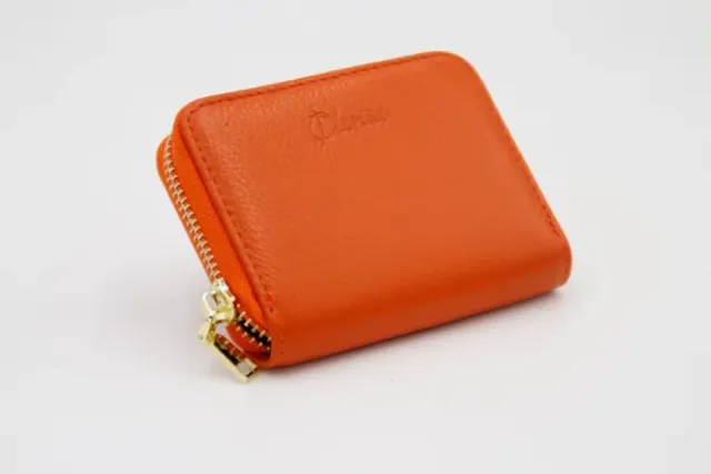 Secure My Clarisa Leather Card Holder Wallet Orange - Shop at LoveMi