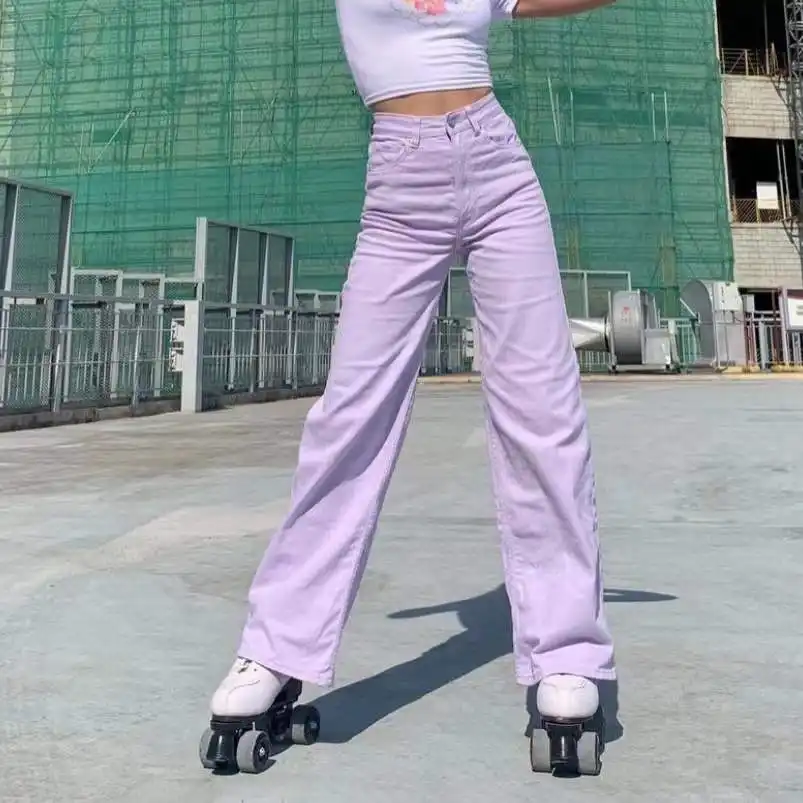 Ladies Summer Sweetness Lavender Straight Leg Jeans