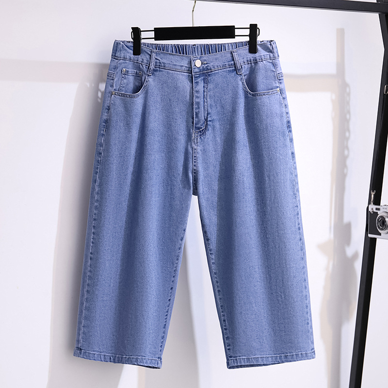 Title 8, Plus size dames denim cropped high waist jeans,...