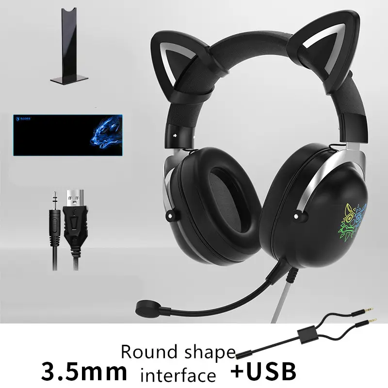 Head-mounted Gaming Cute Girls Wired Computer Headset