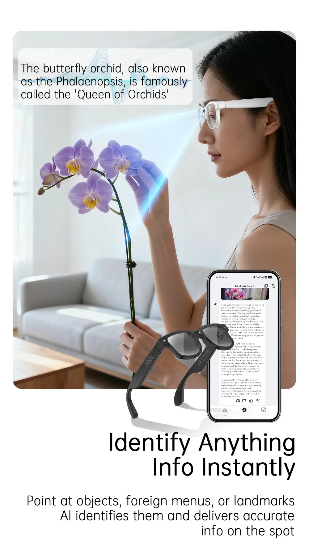 8MP AI Smart Glasses Bluetooth Sunglasses For Music Calling Translation G3