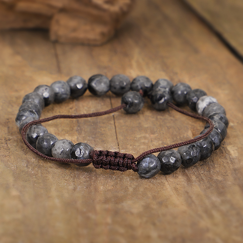 New Style Braided Bracelet Cut Face Black Flash Stone Handmade