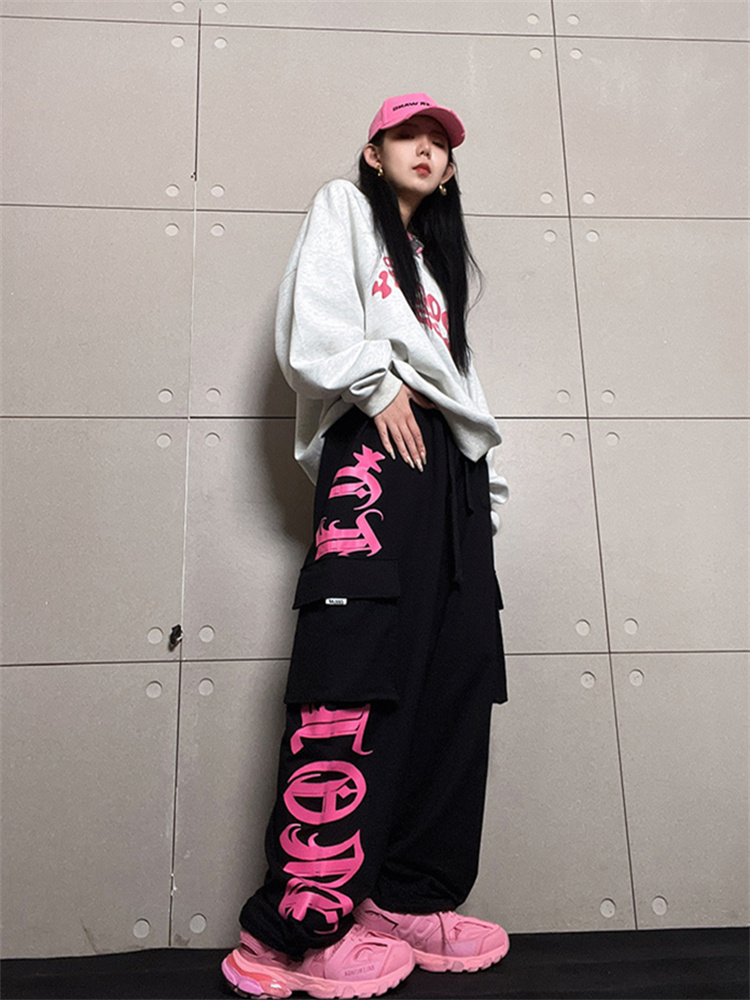 Title 2, Womens Black Rose Pink Printed Workwear Pants,...