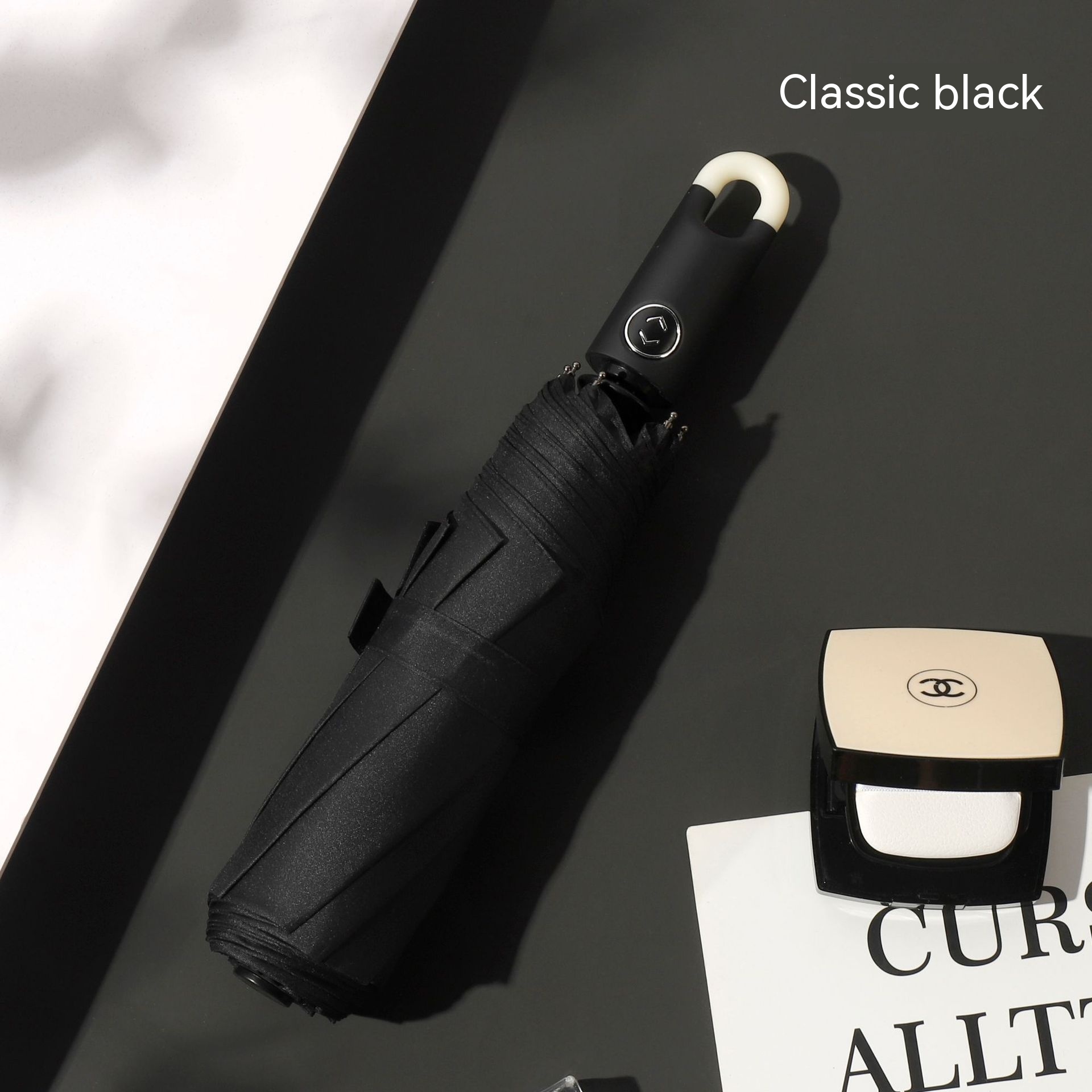 Lock Folding Automatic Vinyl Sun Protective UV Umbrella - Image 7