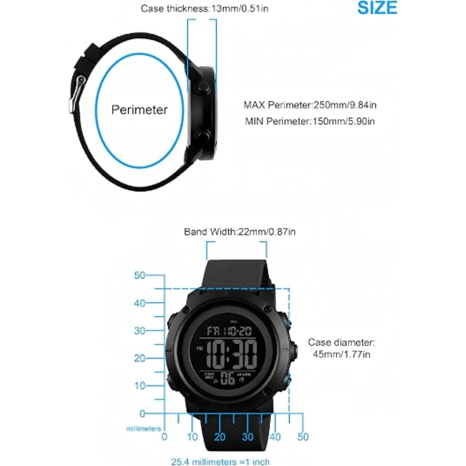 Men's Digital Sports Watch, Waterproof Military Watch With Backlight 4