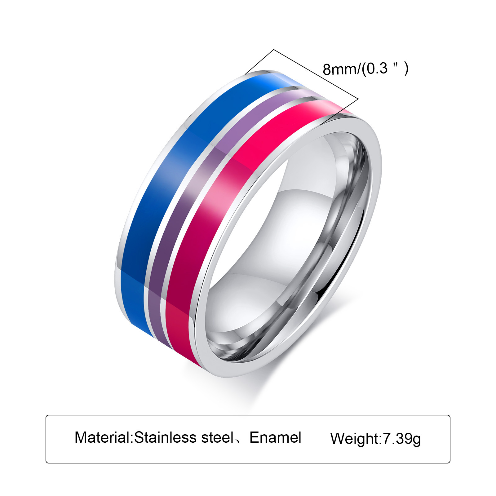 Ring Color 8mm Bisexual Transgender Asexual Couple Homosexual Original