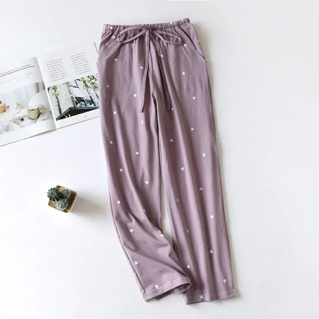 Women's Cotton Double Layer Gauze Multicolor Home Pajama Pants Purple - Shop at LoveMi