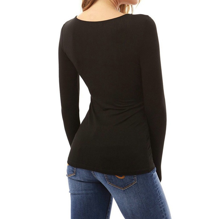 Title 3, Women Autumn V Neck Slim Long Sleeve Top With P...