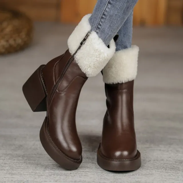 Fashion Thick Heel High Heel Women Boots Brown - Shop at LoveMi