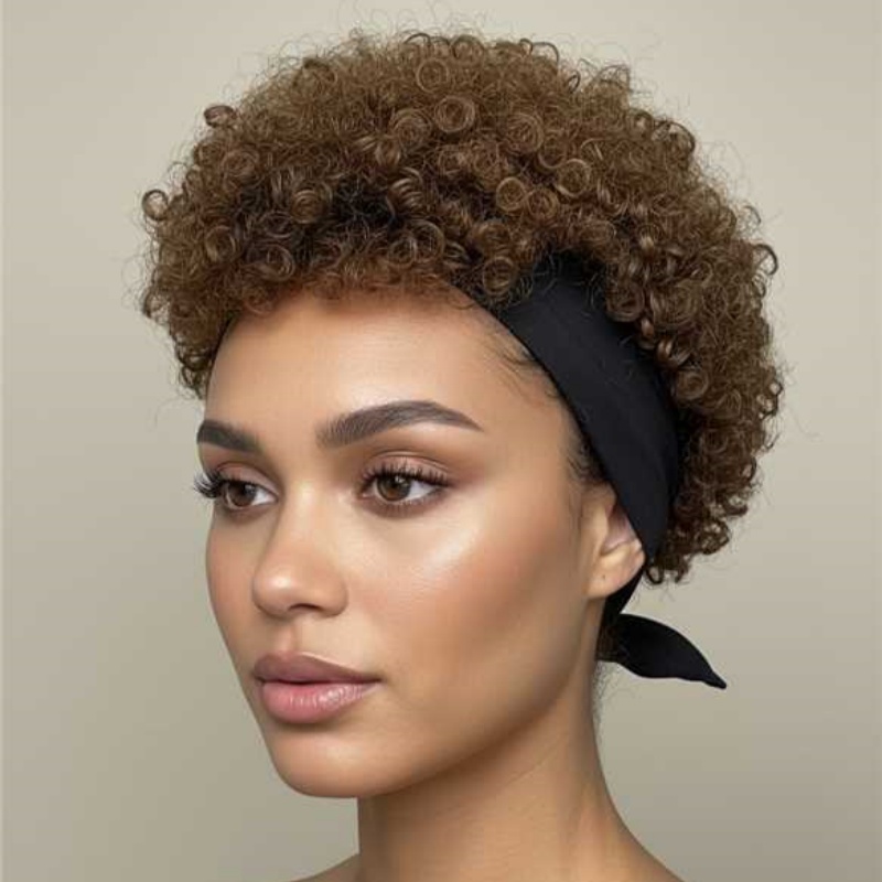 Human Hair, Brown Short Curly Wig, No Glue Required, Fluffyand Curly, Specially... 2