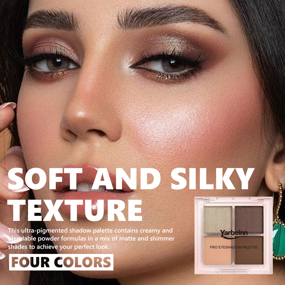 Hot Portable 4 Shades Eyeshadow Palette, Glitter Earth Tone Grape Matte Shimmer Powder, Multi-use Face Contour Cosmetics, 4g