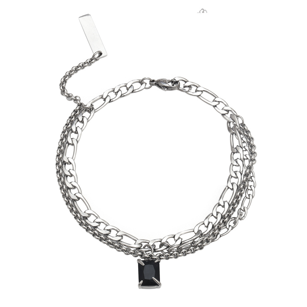 Bungee Di Simple Black Gem Multi-layer Bracelet