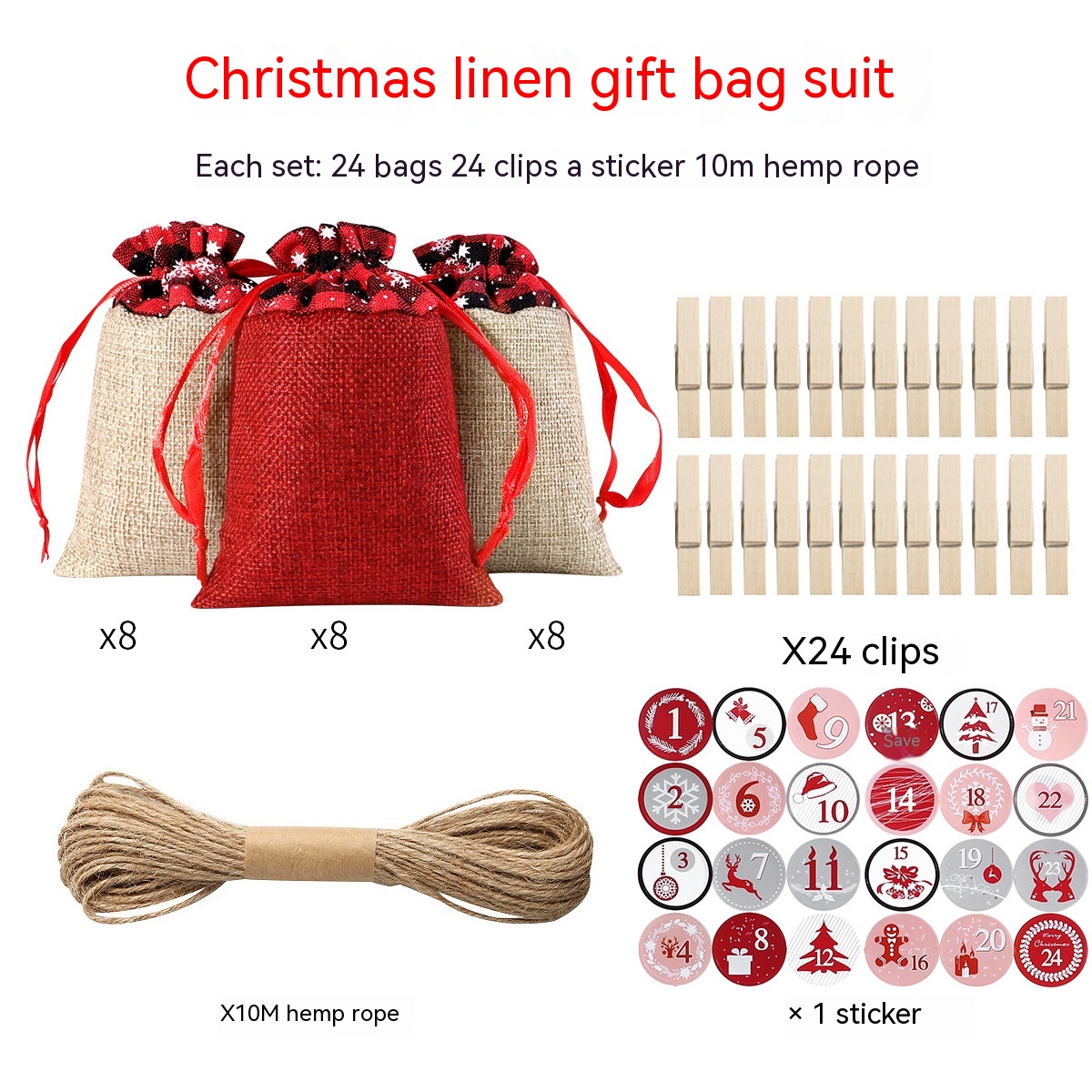 Title 1, Cross-border Christmas Sack Suit Advent Calenda...