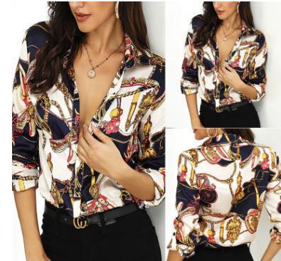 European and American long sleeve V-neck chain