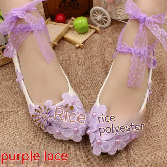 Low Heel Plus Size Women's Shoes Bridal Shoes Purple - Shop at LoveMi