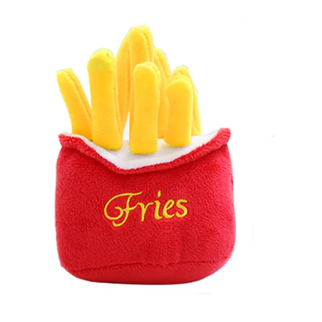 Plush Vocal Toy Cute Cat Toy French Fries Burger Pet Supplies Toy French Fries - Shop at LoveMi