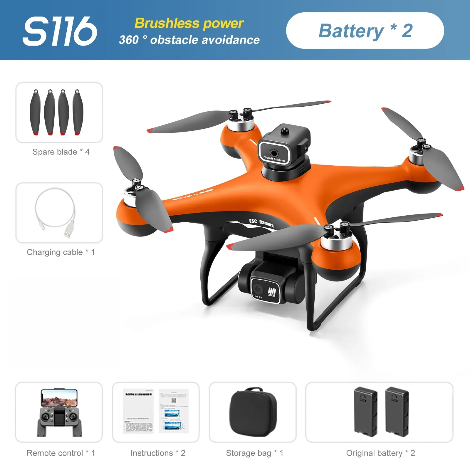 S116 - Dual Camera Orange Battery