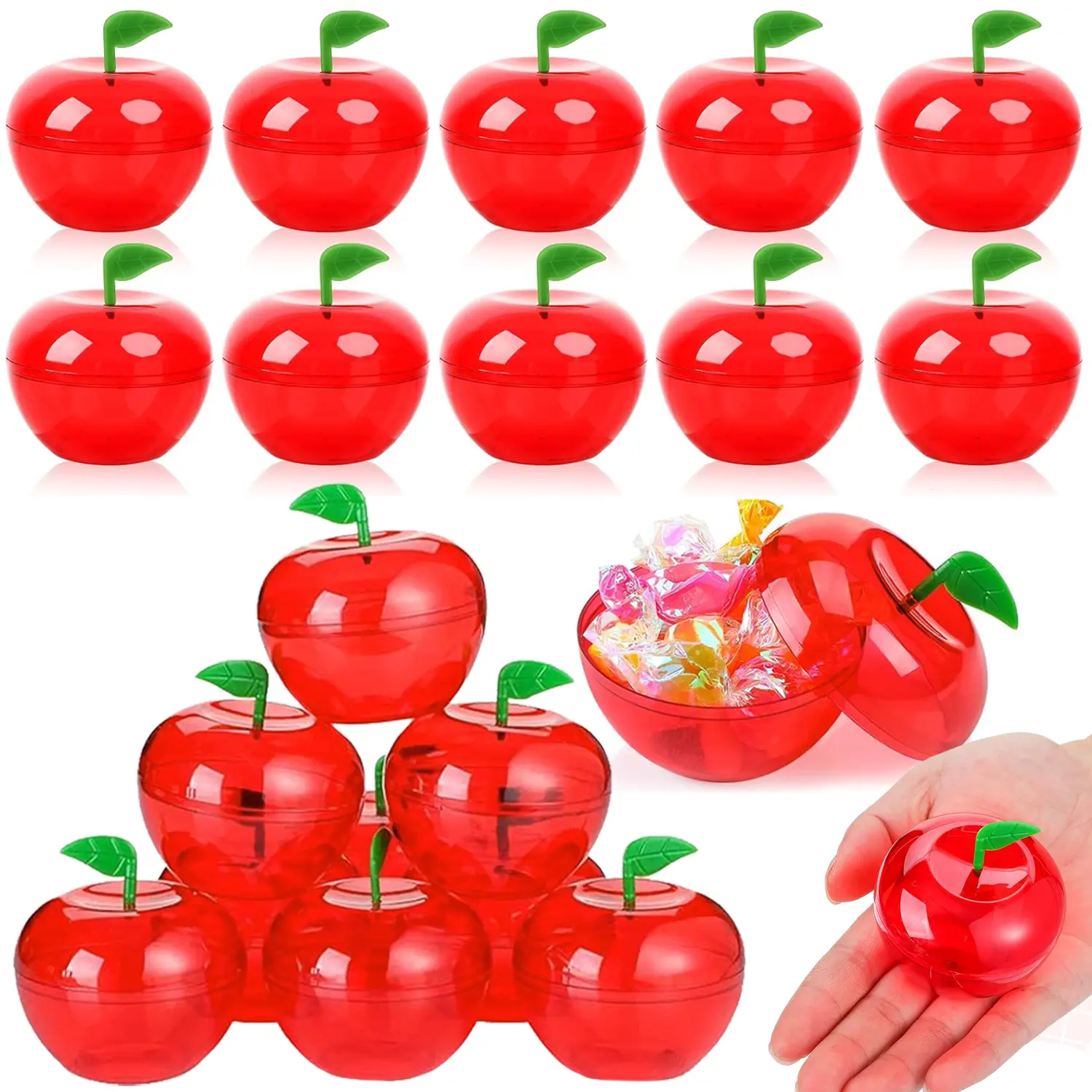 20 Pcs Mini Shaped Boxes Plastic Red Design Candy Jar Cute Toy Gift Filled Containers For Back To School Wedding Christmas Party Favor Decoration Teacher Apprec