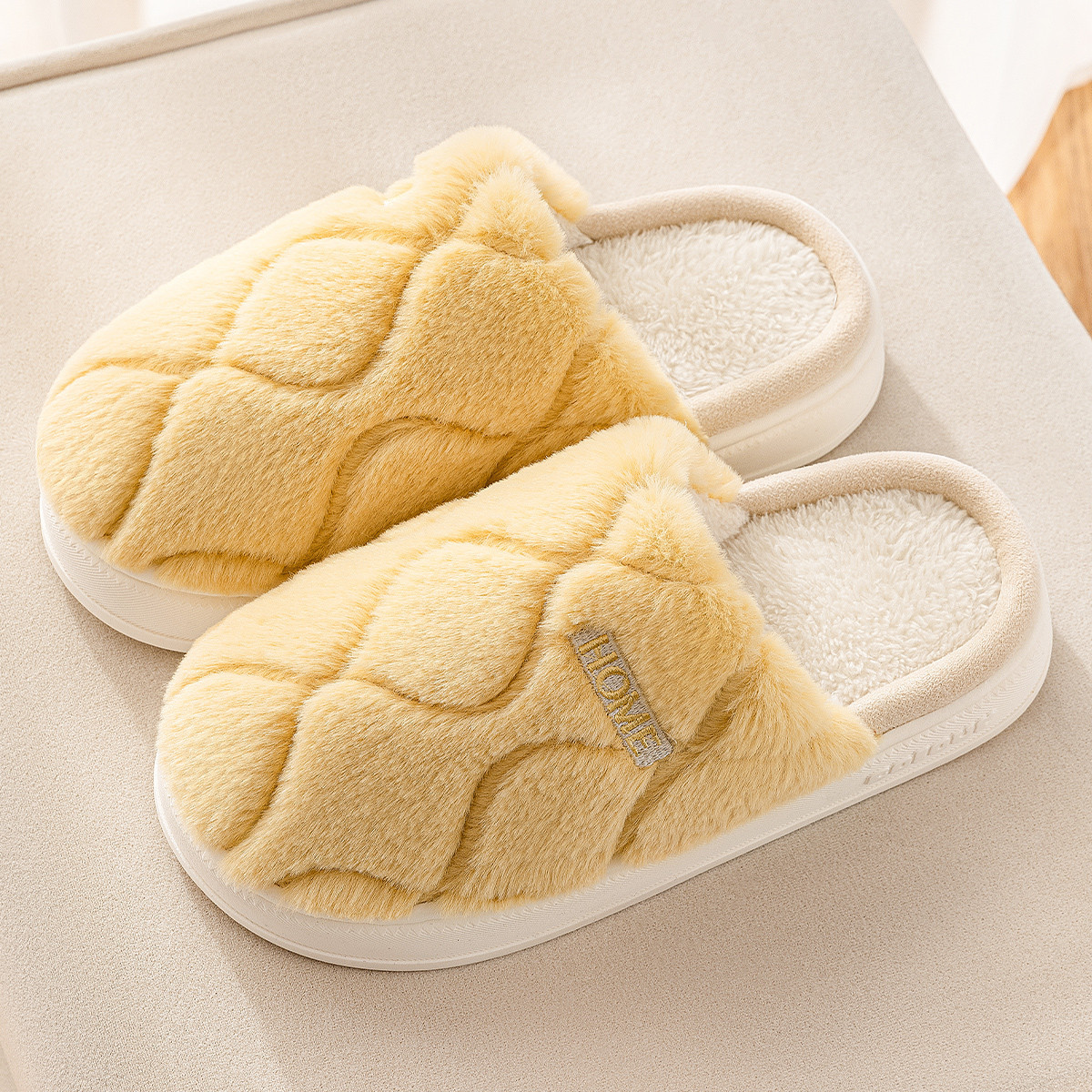 Plush Slippers Winter For Women Indoor Floor Bedroom Home Slipper Warm Solid Hou - Picture 9 of 9