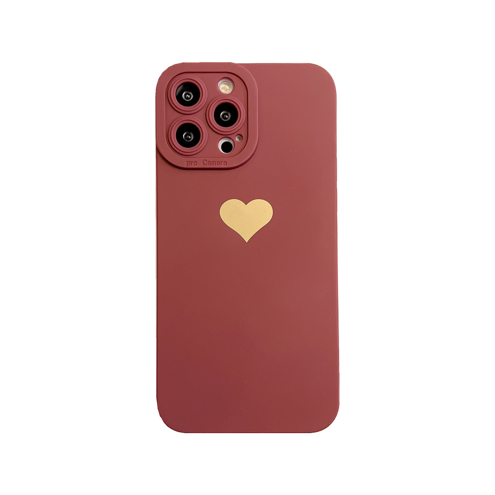 Coque de téléphone à petit cœur effet doré sur les côtés – ivoire uni – iPhone 12 Pro