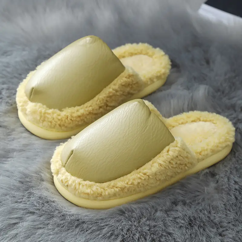 Cotton Slippers Ladies Winter Warm Indoor Home Couple Non-slip Plush