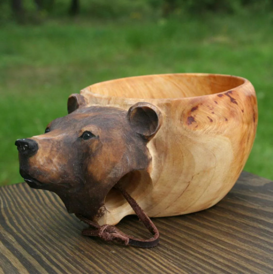 Hand Carved Cup Scandinavian Kuksa Wooden Mug - Picture 14 of 15