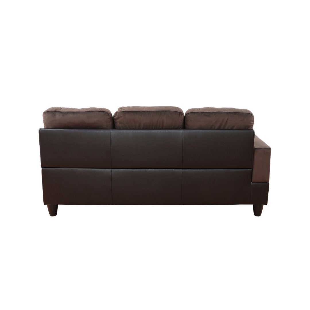 Pickup Only--Dark Brown Flannel And PVC 3-Piece Couch Living Room Sofa Set