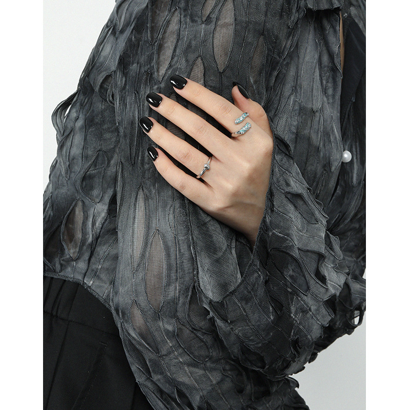 Niche Irregular Face Zircon S925 Sterling Silver Ring Women