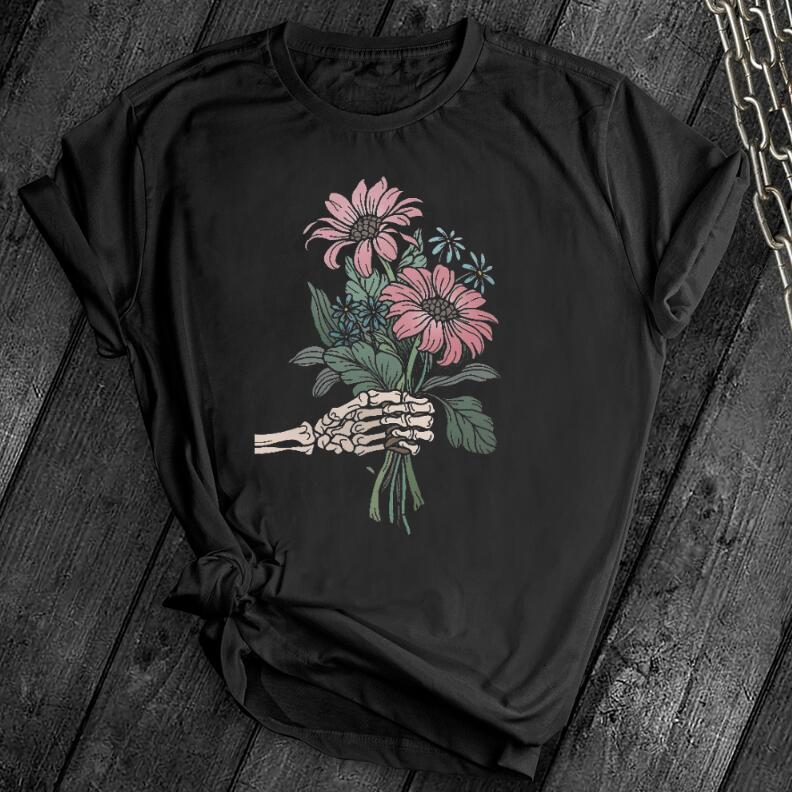 Title 2, T-shirt casual con stampa digitale 3D bouquet d...