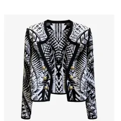 High-end Black And White Contrast Knit Cardigan - Black - View 1