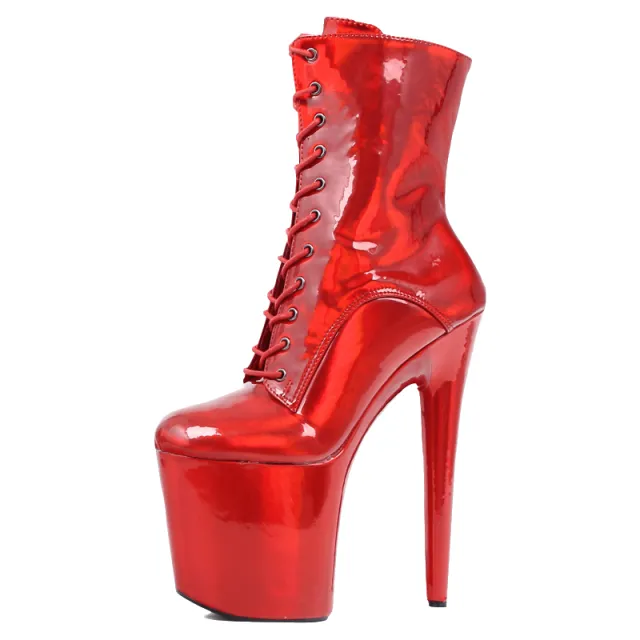 Hate Sky High Waterproof Platform Lace up Ankle Booties Nightclub Pole Dance High heeled Performance Shoes Red - Shop at LoveMi