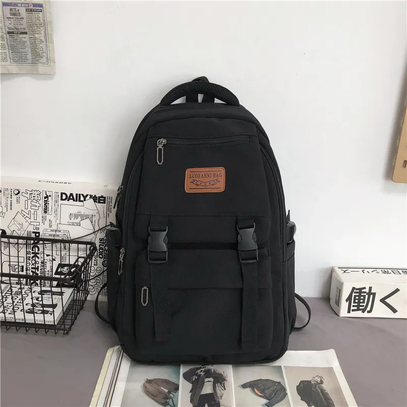 Korean Version Of Large-capacity Junior High School High College Students Shoulder Bag - Black