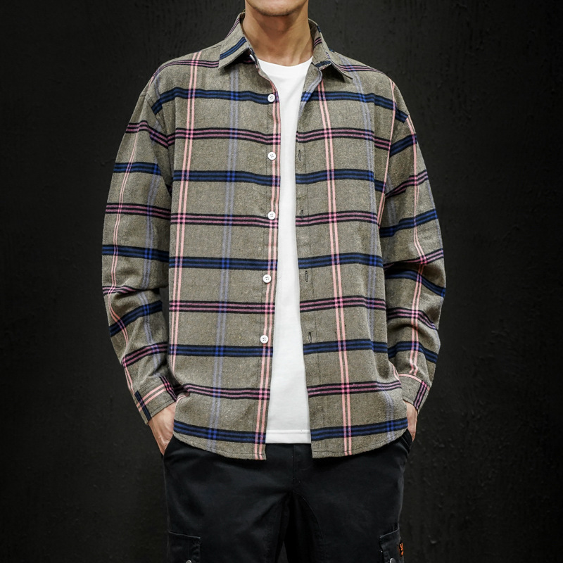 Title 2, Slim-fit buttoned long-sleeved plaid shirt