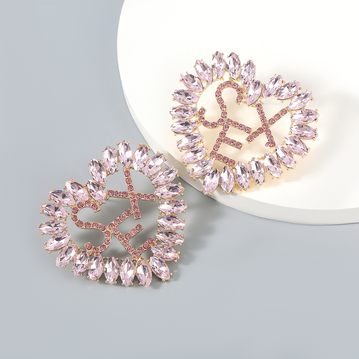 Earrings European And American Claw Chain Series Alloy Diamond Glass Diamond