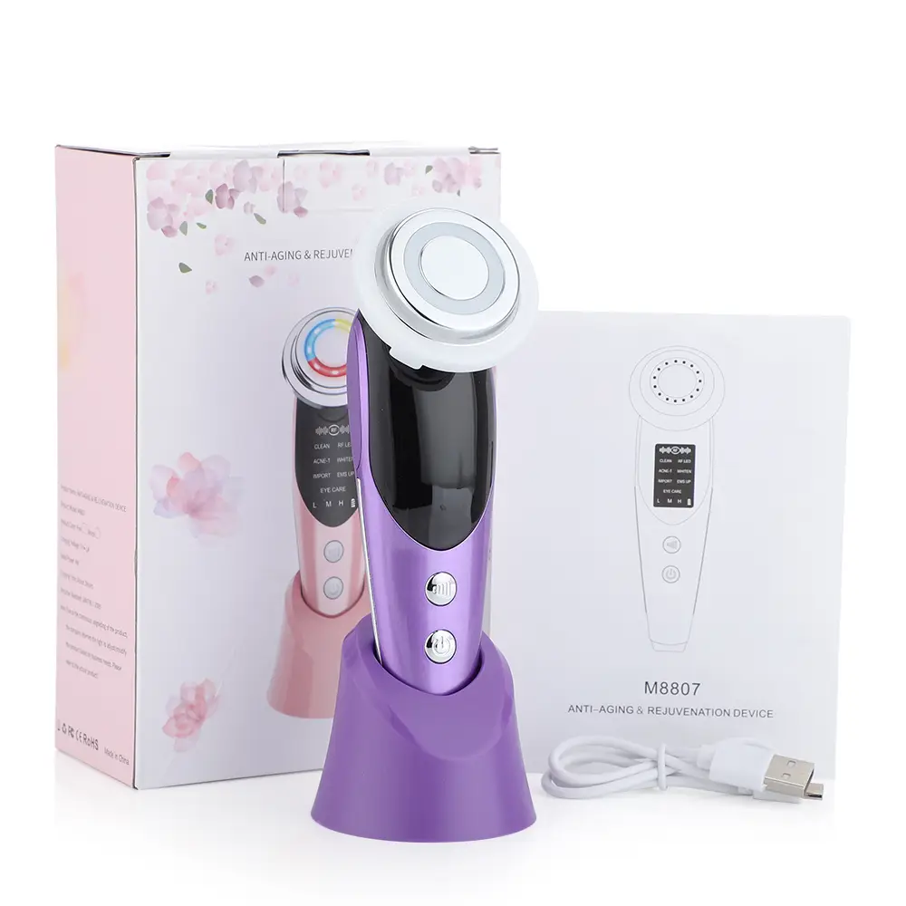 7-in-1 Facial Massager EMS Micro-current Color Light Vibration LED Beauty