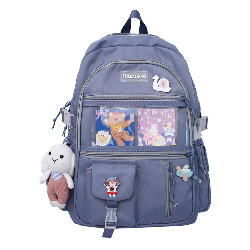 Large capacity College Style Junior High School College Student Schoolbag Blue - Shop at LoveMi